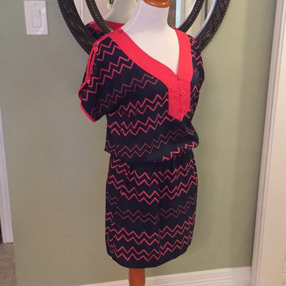 Roxy Navy coral chevron tunic dress